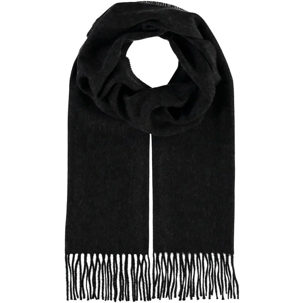 BLOOMINGDALES Mens Store Scarf Black 100% Cashmere Fringe 64x10.5